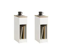 Set de 2 mesas auxiliares con 1 cajón blanco fbt111 20x35x60 cm sobuy