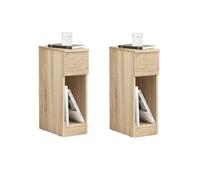 Set de 2 mesas auxiliares con 1 cajón natural fbt111 20x35x60 cm sobuy