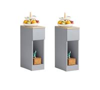 Set de 2 mesas auxiliares mesita de noche con 1 cajón mesa para salón comedor 20 x 35 x 60 cm gris fbt111-hgx2 sobuy 20 cm
