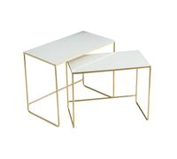 Set de 2 mesas de centro nido blanco y dorado WESS
