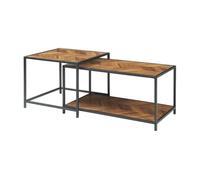 Set de 2 mesas nido kurghore 90x50x45cm - negro/efecto roble [en.casa]