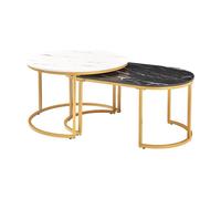 Set de 2 mesas nido oppeerg diseño único - mármol negro y blanco / dorado [en.casa]