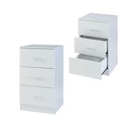 Set de 2 mesillas de noche aurdal con 3 cajones aglomerado 66x37x34.5cm - blanco alto brillo [en.casa]