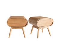 Set de 2 mesillas de noche con cajón vintage de madera clara BJORG