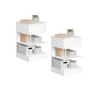Set de 2 mesitas de noche con 1 cajón y 2 estantes consola mesa auxiliar para salón comedor banco 39 x 39 x 65 cm fbt49-wx2 sobuy