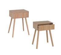 Set de 2 mesitas de noche de 1 cajón laminado color marrón de 45x35x59cm