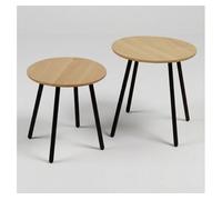 Set de 2 mini mesas auxiliares wolf madera natural marca ecoanya 35 cm