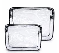 Set De 2 Neceseres Transparentes Impermeables 25×18×6 Cm Bolsas De Aseo De Viaje Reutilizables para Líquidos, Cosméticos, Maquillaje, Baño, Cabina Avión, Organización Maleta, Mujer Y Hombre