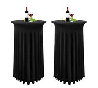 Set de 2 Negro Fundas elásticas para mesas Redondas de Bar con Falda, Ø 80-85 cm, Manteles de Cóctel para Mesas Altas,Mantel Redondo para Mesa Redonda Bar Boda Mantel de Banquete(80 x 110 cm)