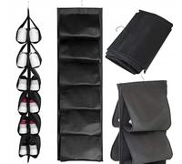 Set de 2 Organizadores Colgantes para Zapatos - Armario Zapatos con Bolsillos | Estante de Almacenaje para Armario - Ahorro de Espacio, Plegable, Resistente | Juego para 2x12 zapatos, 12 pares (Negro)