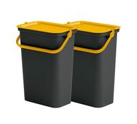 Set de 2 papeleras 10l con asa ámbar y negro