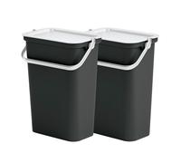 Set de 2 papeleras 10l con asa blanco y negro