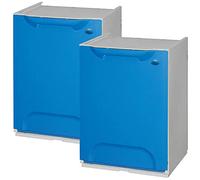 Set de 2 papeleras de reciclaje en polipropileno azul, con depósito 20L