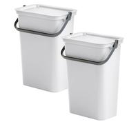 Set de 2 papeleras "MODA" 10L Blanco con asa