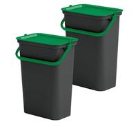 Set de 2 papeleras "MODA" 10L con asa verde y negro