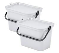Set de 2 papeleras "MODA" 5L Blanco con asa