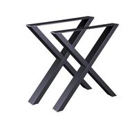 Set de 2 patas de acero formato X negro, patas de mueble, patas de metal 60x72cm