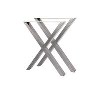 Set de 2 patas de mesa en acero inoxidable formato X barnizado, patas de mesa...
