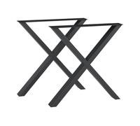 Set de 2 patas de mesa greith forma de x acero 72x69cm - negro [en.casa]