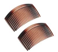 Set de 2 Peinetas Profesionales de 8.5 x 5 cm, Dientes Rectos, Color Marrón Havana con Efecto Ámbar, Ideales para Todo Tipo de Cabello (Modelo 519H)