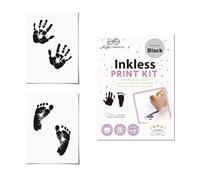 Set de 2 piezas, Huellas Bebe Recien Nacido, Kit de Huellas Bebé Pie y Manos, Almohadillas de Tinta, Tarjetas de Impresión y Plantillas, Ideal Regalos Para Bebes, Regalo de Bautizo o Recuerdo (Negro)