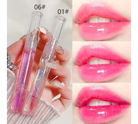 Set de 2 piezas, Labial de Vidrio Voluminizador, 1 pieza que de y 1 pieza hidratante, Color de Labios Perlas Brillantes , Labios Agua con un Espejo