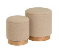 Set de 2 puf arcon de Tejido y MDF en Beige