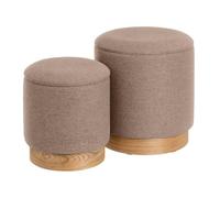 Set de 2 puf arcon de Tejido y MDF en Beige