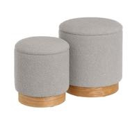 Set de 2 puf arcon de Tejido y MDF en Gris