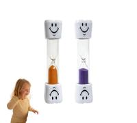 Set de 2 Relojes de Arena con Caras Sonrientes de 3 Minutos - Temporizador Multifuncional para Cepillado Dental, Cocina, Oficina y Juegos, Ideal para Educación Infantil (Púrpura + Naranja)