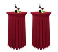 Set de 2 Rojo Burdeos Fundas elásticas para mesas Redondas de Bar con Falda, Ø 80-85 cm, Manteles de Cóctel para Mesas Altas,Mantel Redondo para Mesa Redonda Bar Boda Mantel de Banquete(80 x 110 cm)