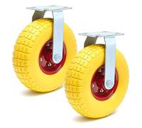 Set de 2 ruedas fijas amarillas llantas metálicas 258 x 78 mm antipinchazos máx. 150 kg por rueda