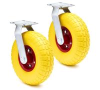 Set de 2 ruedas giratorias amarillas llantas metálicas 258 x 78 mm antipinchazos 150 kg por rueda