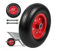 Set de 2 ruedas para carretilla Relaxdays, 4.00-6, goma maciza, negro/rojo