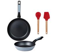 Set de 2 sartenes San Ignacio Ø20 y Ø26 cm +Juego de 2 utensilios de cocina de silicona
