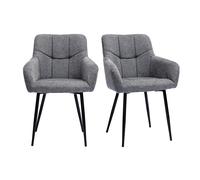 Set de 2 sillas acolchadas de diseño de tejido efecto aterciopelado texturizado gris y metal negro MONTERO
