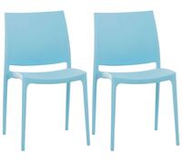 Set de 2 sillas apilables maya plástico azul claro 50x44x81 cm