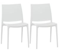 Set de 2 sillas apilables maya plástico blanco 50x44x81 cm