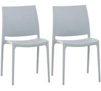 Set de 2 sillas apilables maya plástico gris claro 50x44x81 cm