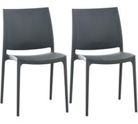 Set de 2 sillas apilables maya plástico gris oscuro 50x44x81 cm