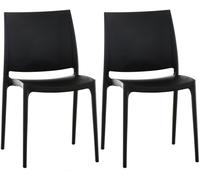 Set de 2 sillas apilables maya plástico negro 50x44x81 cm