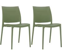 Set de 2 sillas apilables maya plástico oliva 50x44x81 cm