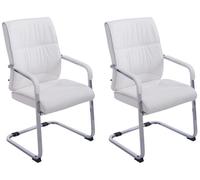 Set de 2 sillas cantiléver anu n piel sintética simil cuero blanco 65x58x102 cm