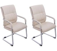 Set de 2 sillas cantiléver anu n piel sintética simil cuero crema 65x58x102 cm