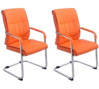 Set de 2 sillas cantiléver anubis en piel sintética simil cuero naranja 65x58x102 cm