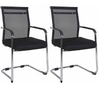 CLP Set De 2 Sillas Cantiéver Denny con Reposabrazos I Juego De 2 Sillas De Conferencias Elegantes con Base De Metal, Color:Cromado