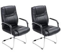 CLP Set De 2 Sillas De Conferencia XXL Attila En Polipiel I Sillas Cantilever Acolchadas con Base Metálica Oscilante, Color:Negro