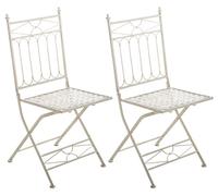 Set de 2 sillas de balcón asina plegables metal crema antiguo 40x42x94 cm