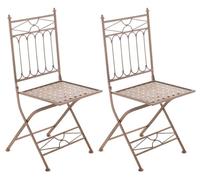 Set de 2 sillas de balcón asina plegables metal marrón antiguo 40x42x94 cm