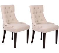 CLP Set 2 Sillas Comedor Aberdeen En Tela & Base De Madera I 2 Sillas En Chesterfield Look, Color:Crema, Color del Marco:Antiguo